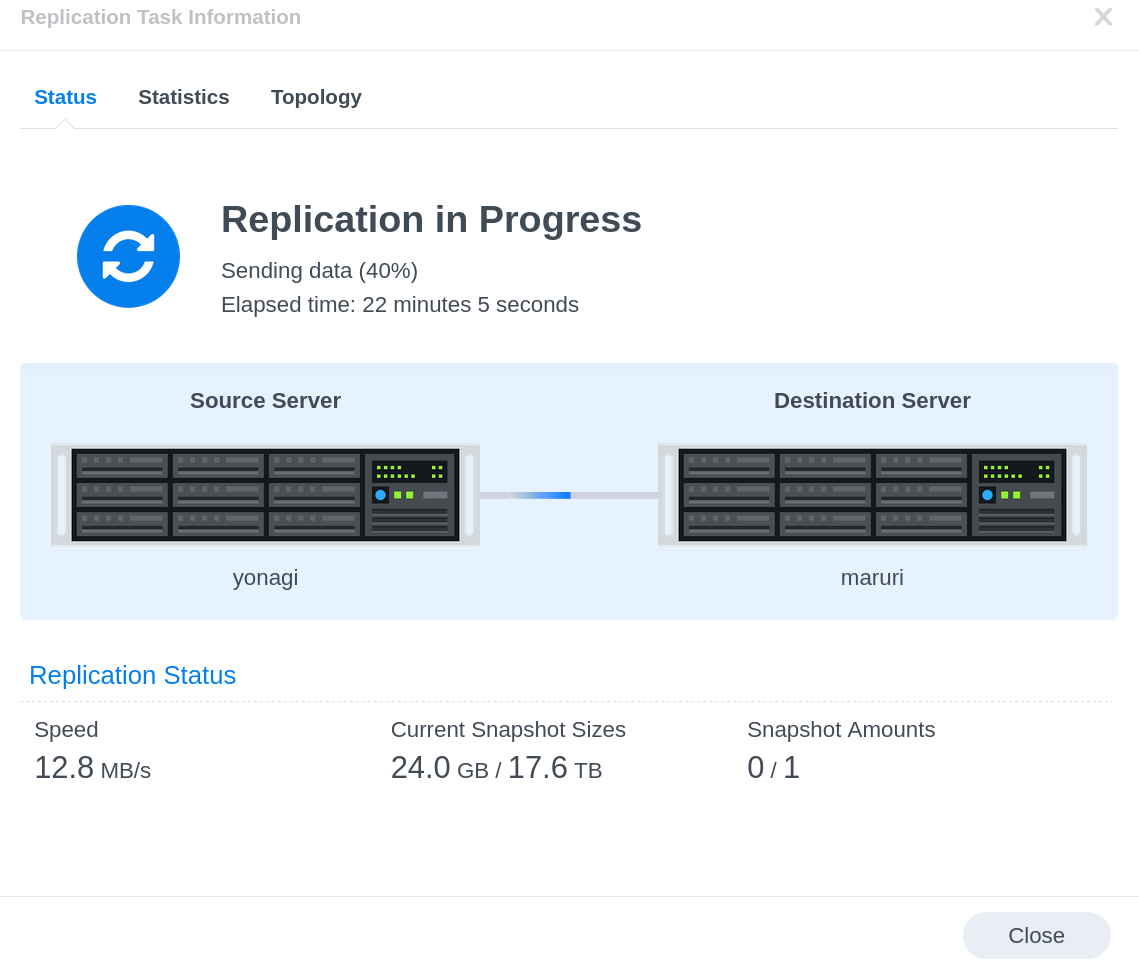 replication status (initial sync) replication status (initial sync)